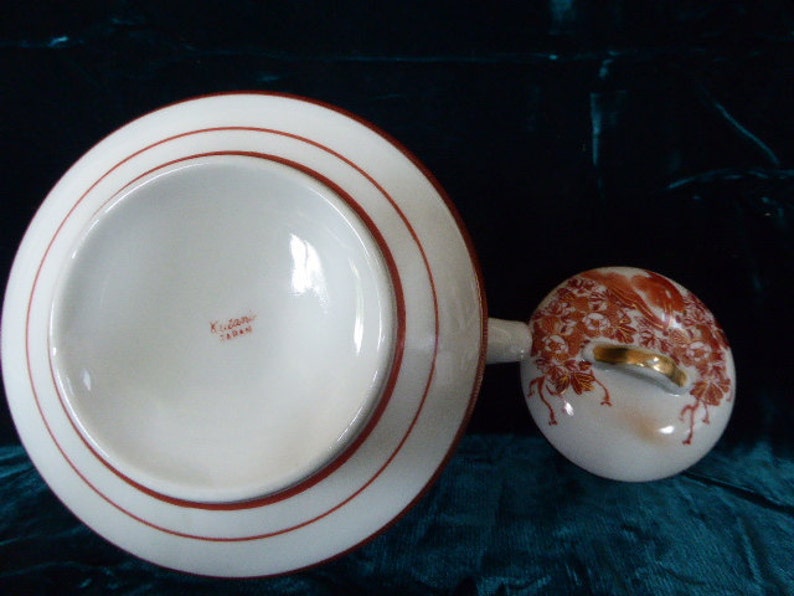 Peacocks and Floral Design Antique Japanese Kutani Porcelain Hand-painted Teapot Gold Gilt 0717006-200