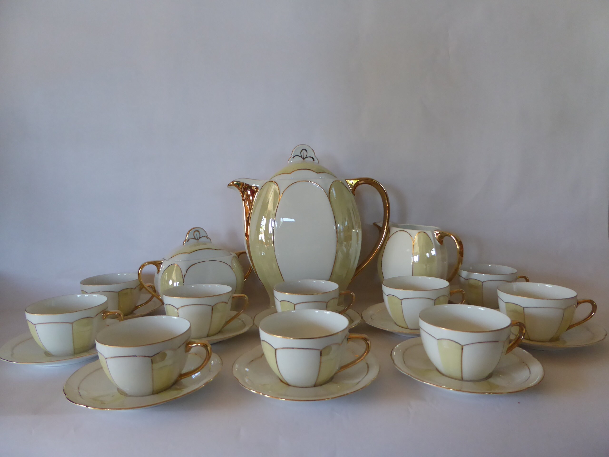 Vintage Deutschland Lustre Porcelaine 25 Pièces Service de Café 0621030-1878