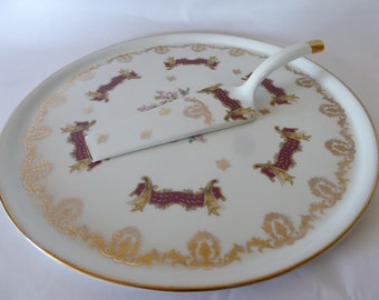 French Ceramic Cake Plate and Matching Server by P.A.R.I.S.2 0521049-1835  No free shipping to USA