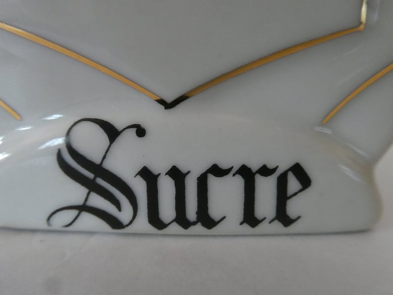 Sucre Lettering Set of 6 Vintage French Porcelain Food Storage Pots With Lids 0123001 ...