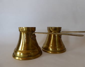 Pair of Vintage Macedonian Ezerka Ohrid Copper Coffee Jugs 1120008-1309  No free shipping to USA