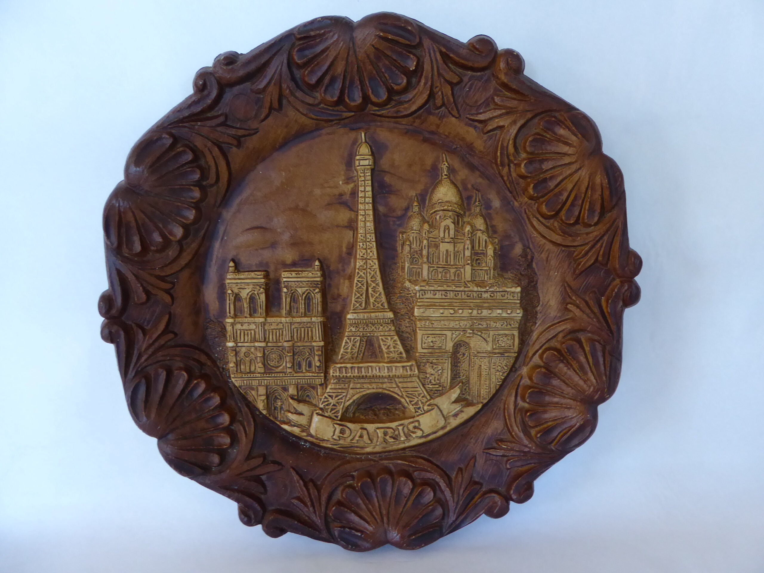 Plaque Murale Moulée Vintage Français avec Des Scènes de Paris 0720012-1028