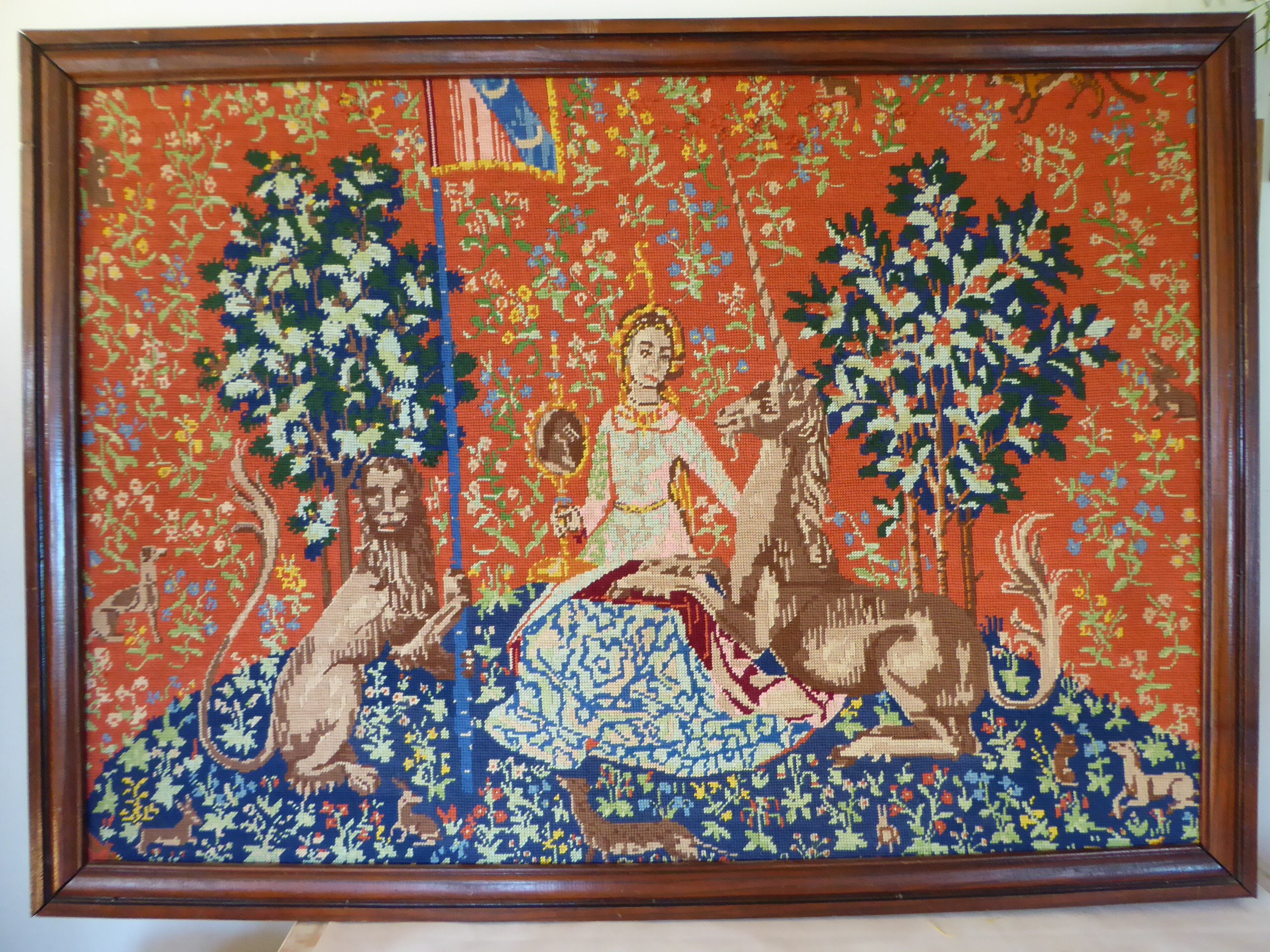 Tapisserie de Laine Demi-Point Croix Cousue à La Main Dame Licorne 0919006-843