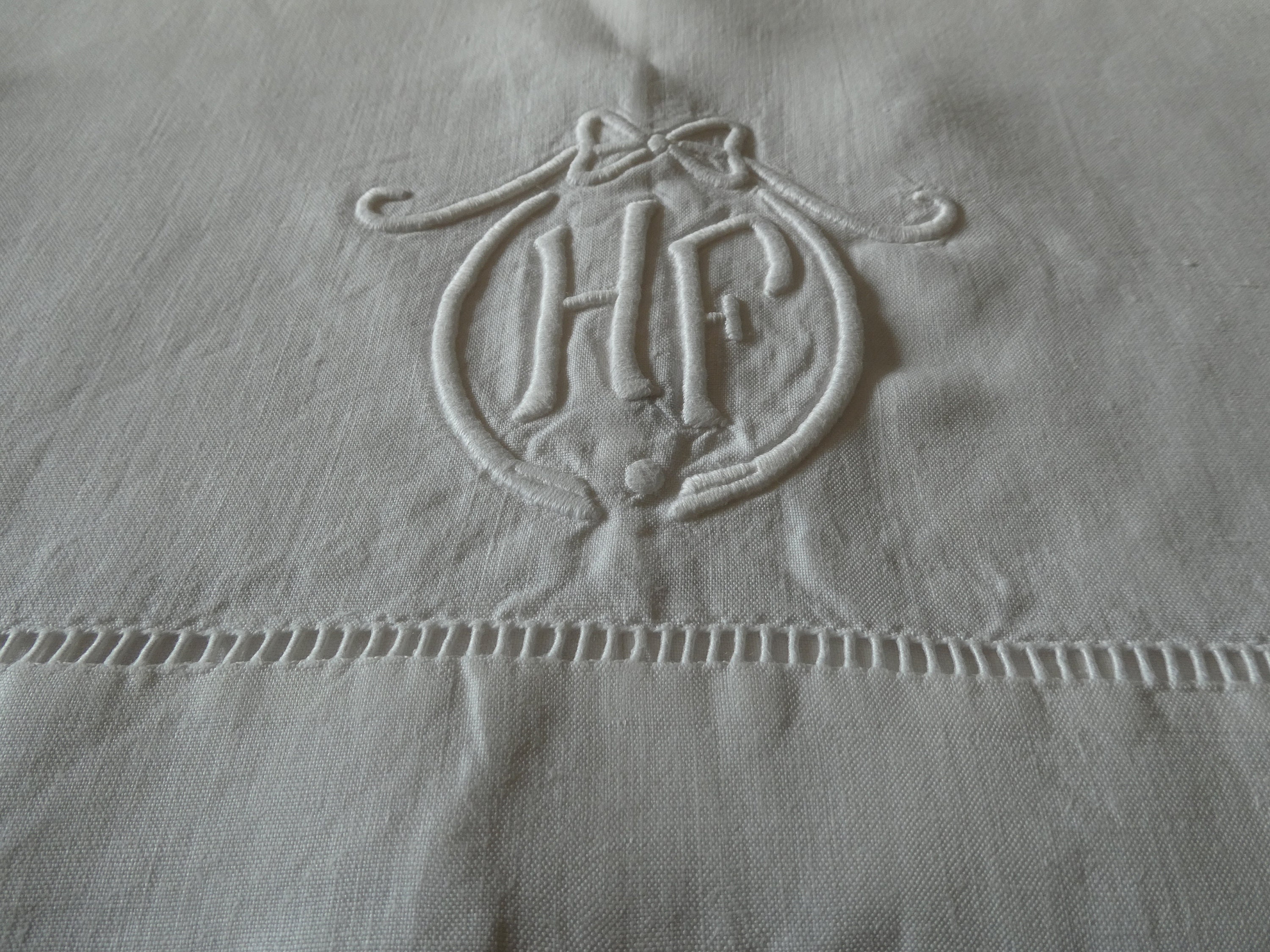 Vintage Français Pure Linen Traversin Cover Pour Traversin de Lit Monogrammé Hf 0222019-2209