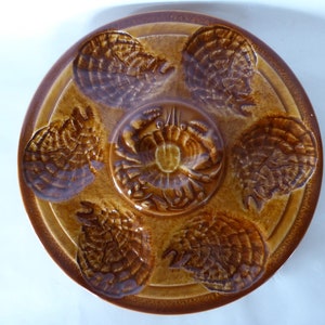 Vintage French Oyster Serving Plates with Lemon Centre from Sarreguemines France 0121010-1500  No free shipping to USA