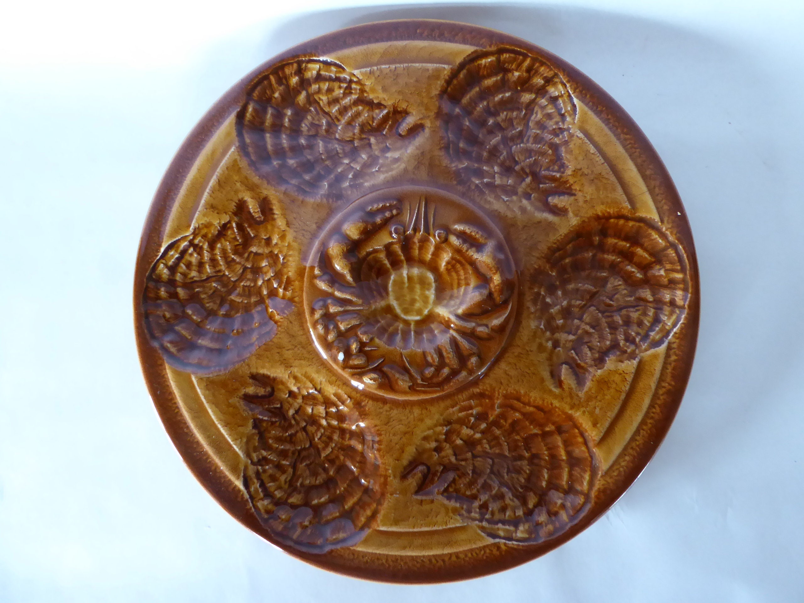 Assiettes de Service d'huîtres Français Millésimées avec Centre Citron Sarreguemines France 0121010-