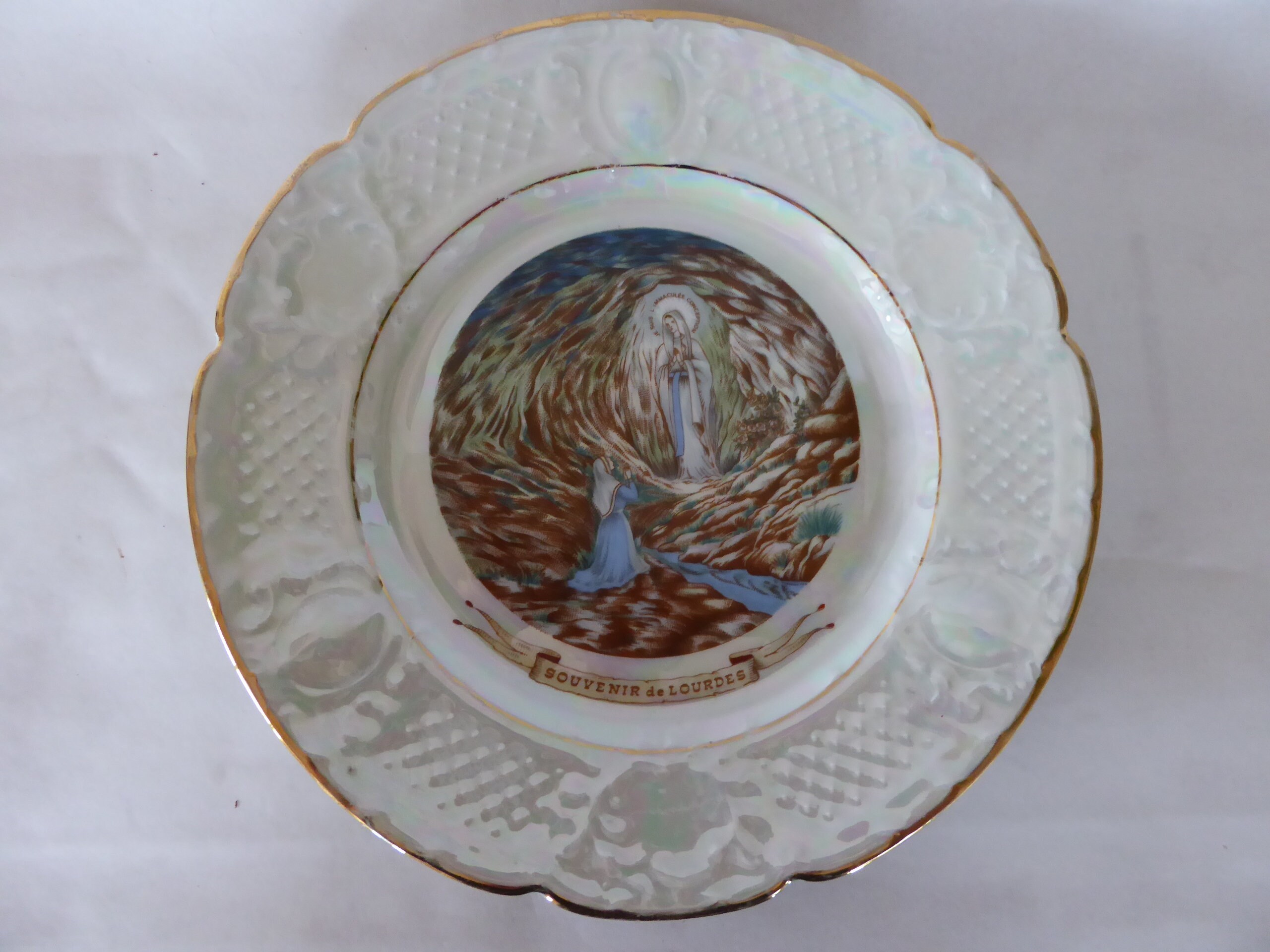 Vintage Français Lourdes Souvenir Assiette Décorative Limoges Porcelaine 1219014-870
