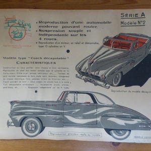 Cardboard Cut-out Model Car, French Série A Car Model, Craft Project Cardboard Car 1956. 1117034-467