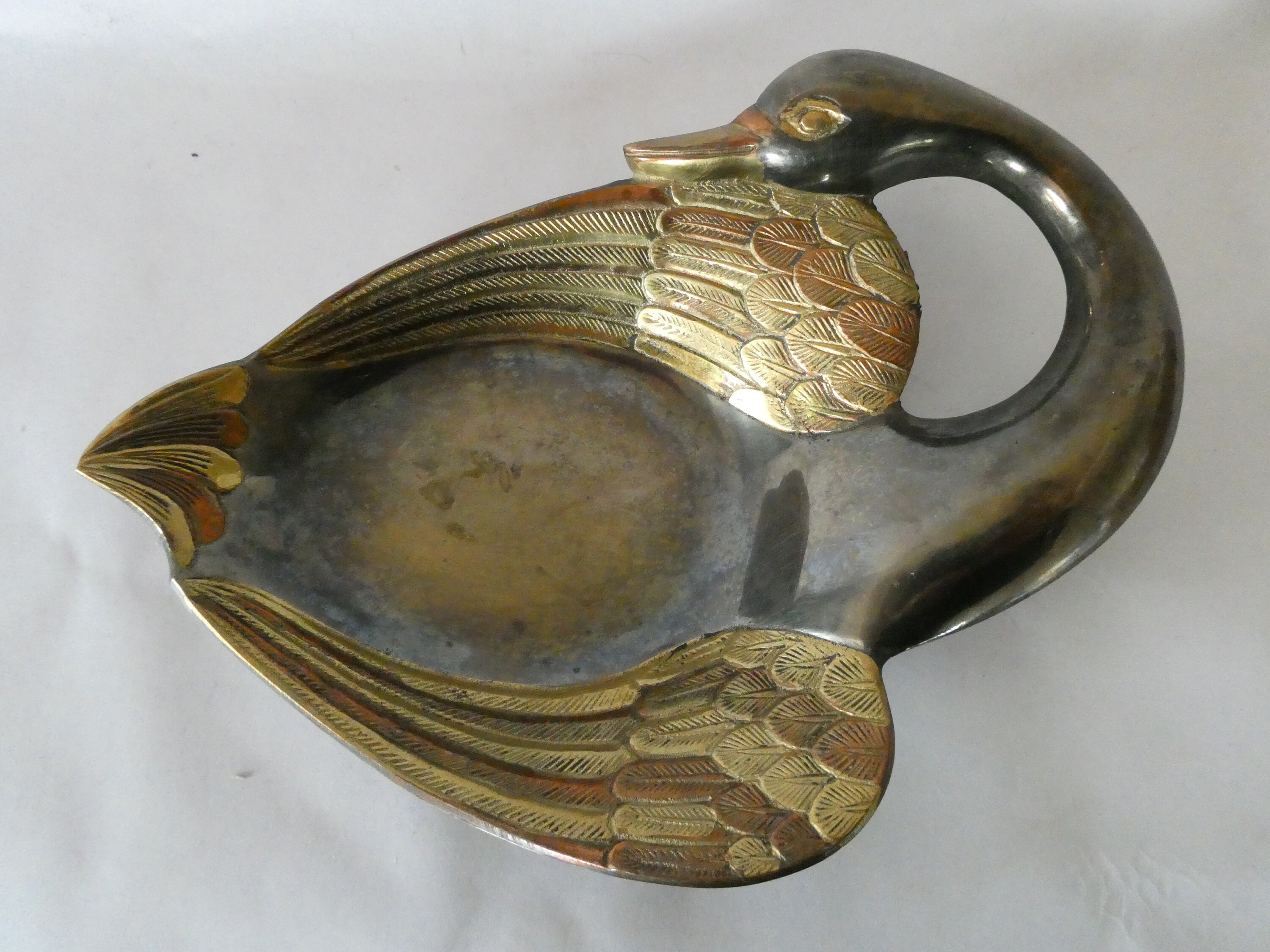 Plat de Service en Laiton Indien Vintage Forme Cygne 1221006-2095
