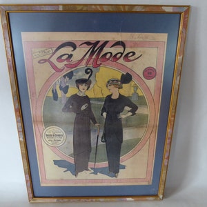 Vintage Framed Fashion Print &#39;La Mode&#39; 0320006-940  No free shipping to USA