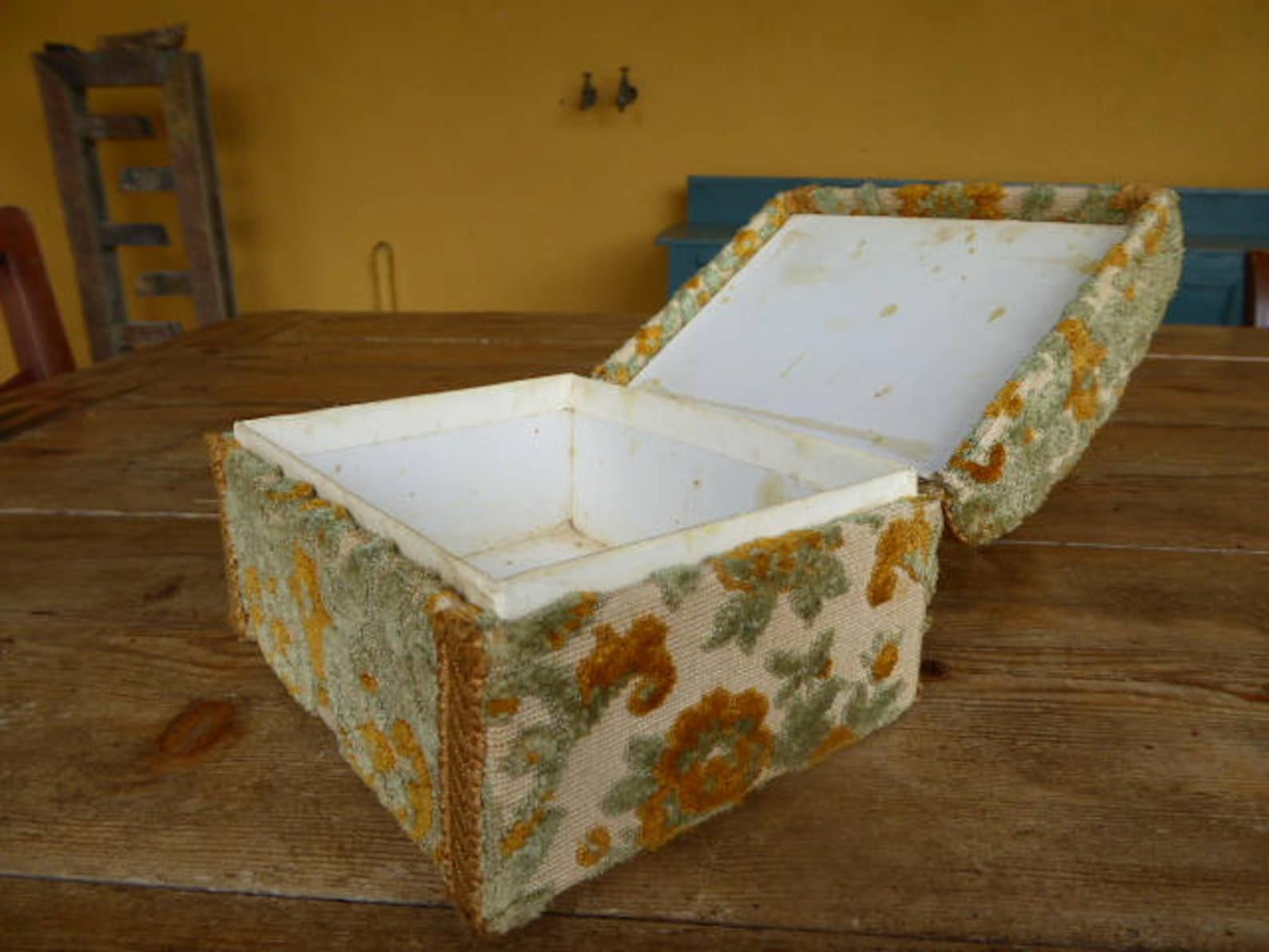 Carpet Covered Storage Box Craft Storage Vintage French Etsy