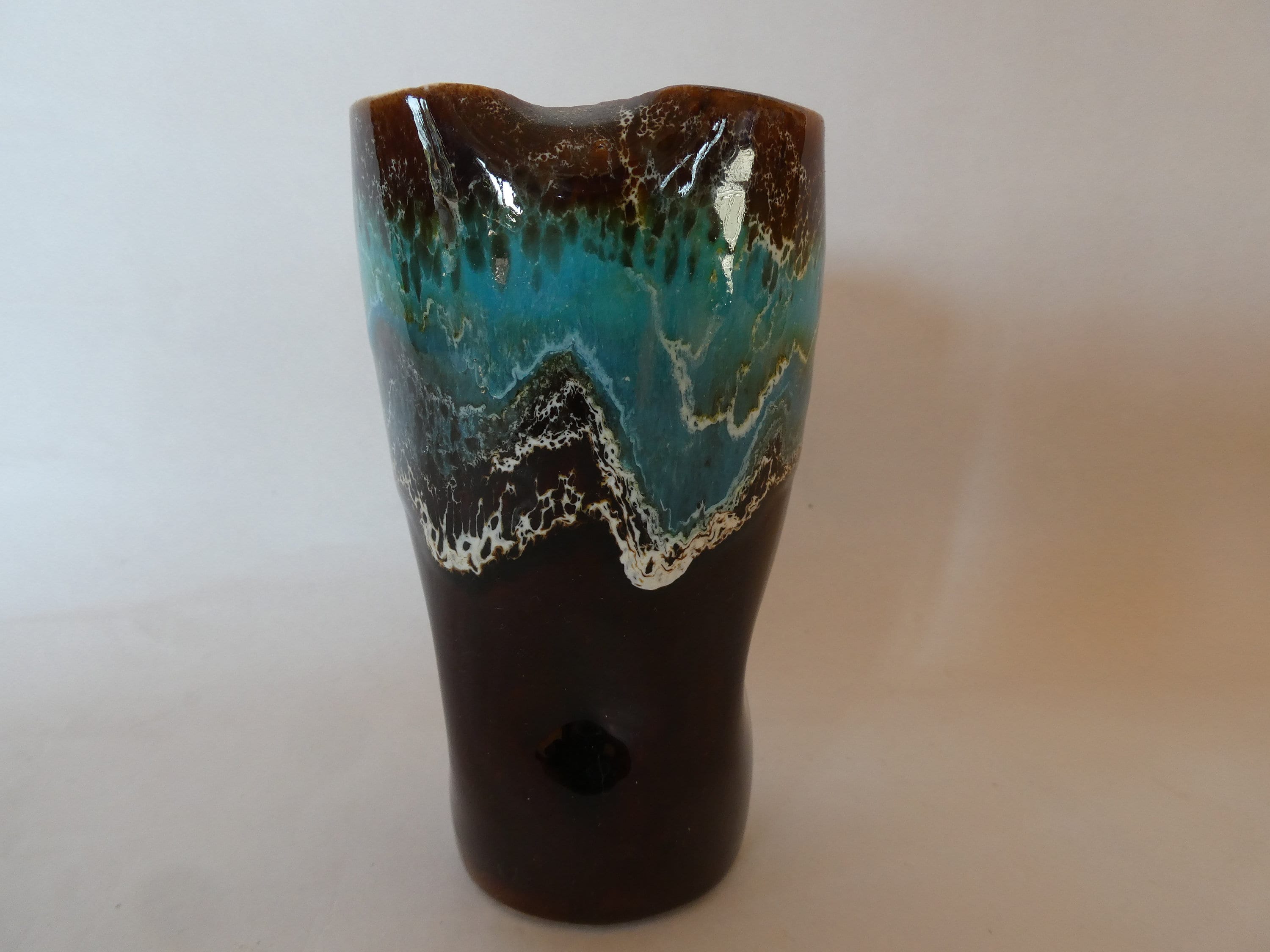 Vallauris france 陶器 Jouve Vintage French Vallauris Ceramic Vase in Brown and Turquoise