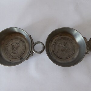 Pair of French Vintage Pewter Wine Tasters Porringers  0122001-2119  No free shipping to USA