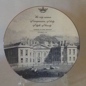 Vintage British Pottery Collectable Plate from Althorp House to Commemorate the Funeral of Princess Diana 1123014-2758