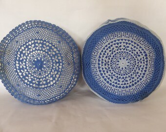 Pair of Vintage French Cushions with Crocheted Covers 0521009-1759  No free shipping to USA