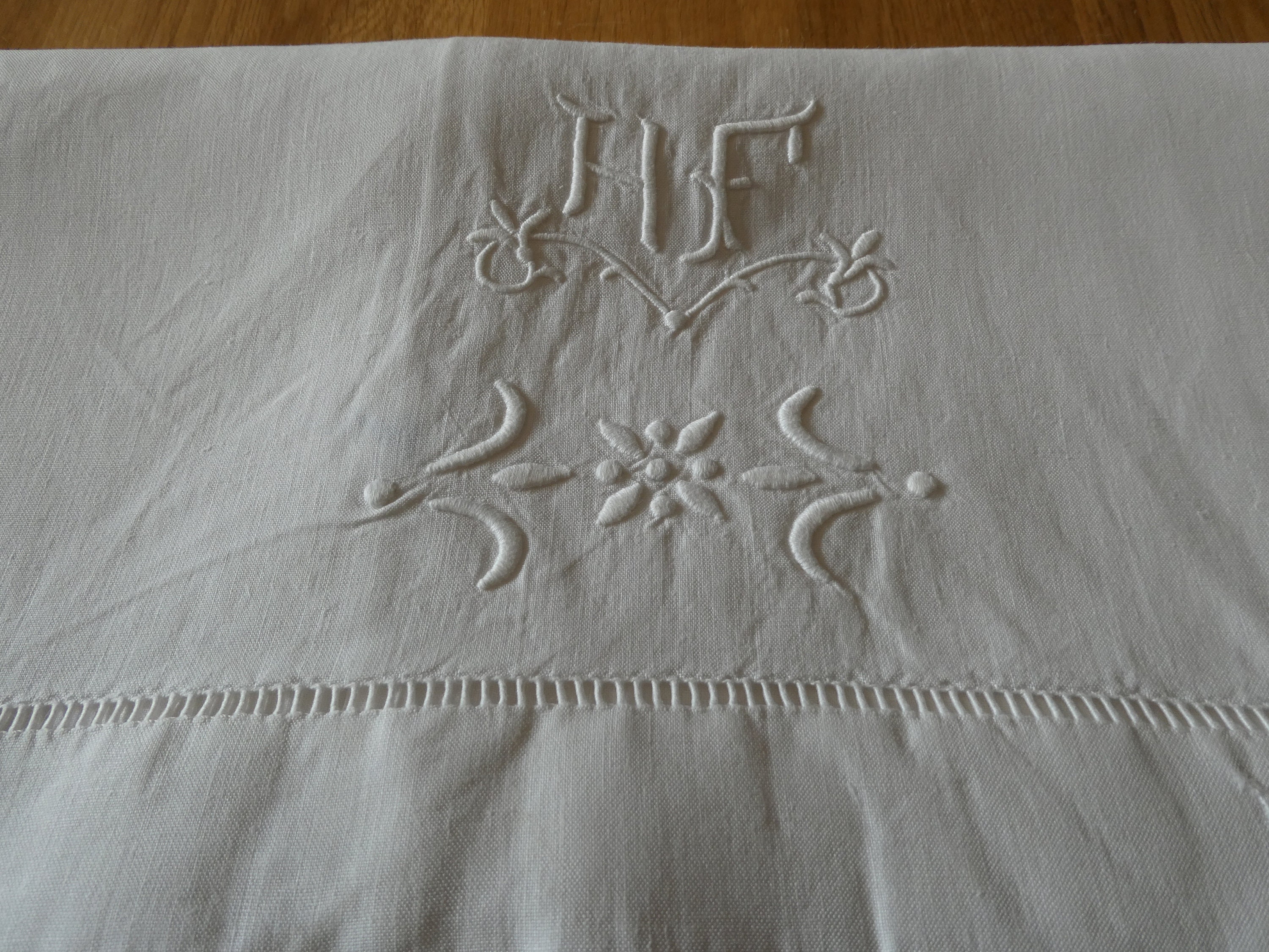 Vintage Français Pure Linen Traversin Cover Pour Traversin de Lit Monogrammé Hf 0222017-2207