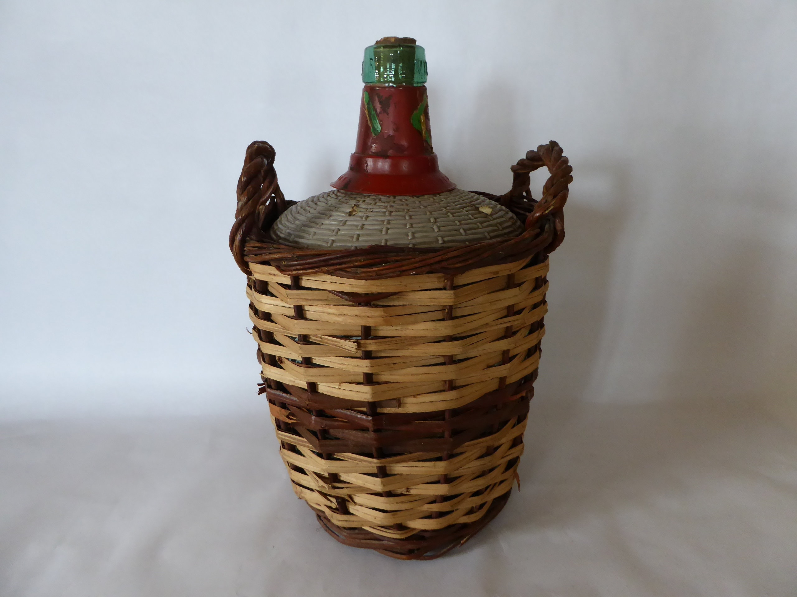 Vintage Espagnol Viresa Marque Dame Jeanne en Osier Basket Demi John 0421018-1717