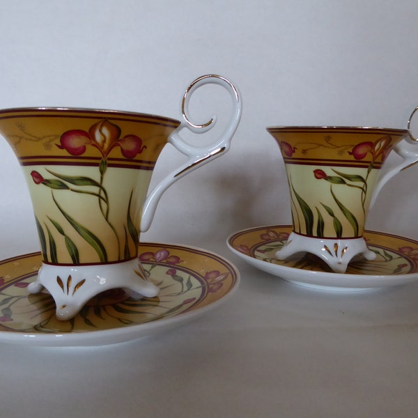 Superbe paire de tasses et soucoupes So French Du Galion en porcelaine de Limoges 0719009-838