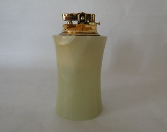 Vintage Mid-Century Green Onyx Table Lighter Tea Light Candle Holder 0822007-2427 Please request shipping cost for USA