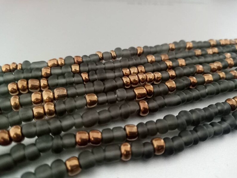Glass beads African Beads GOLD African Waist Beads Toma Beads MATTE GRAY 43 : Seed Beads