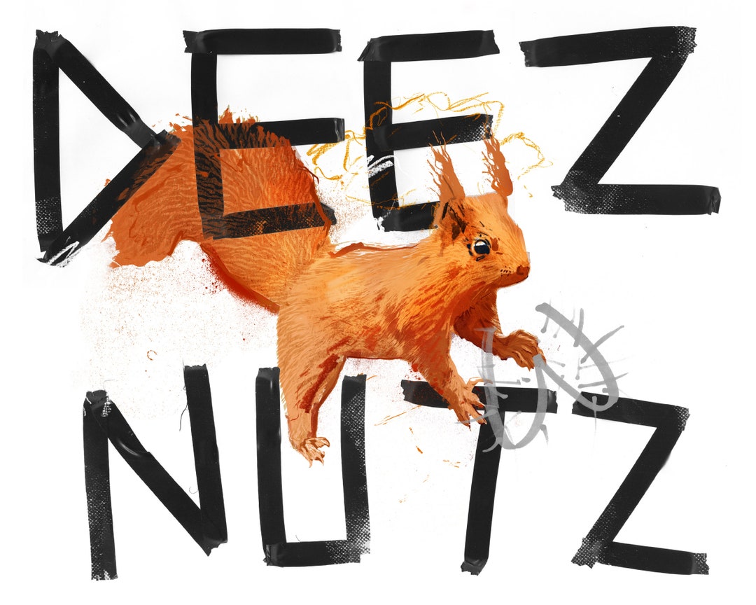 Deez Nutz Squirrel Genital Nuts Funny Street Slang Phrase Etsy