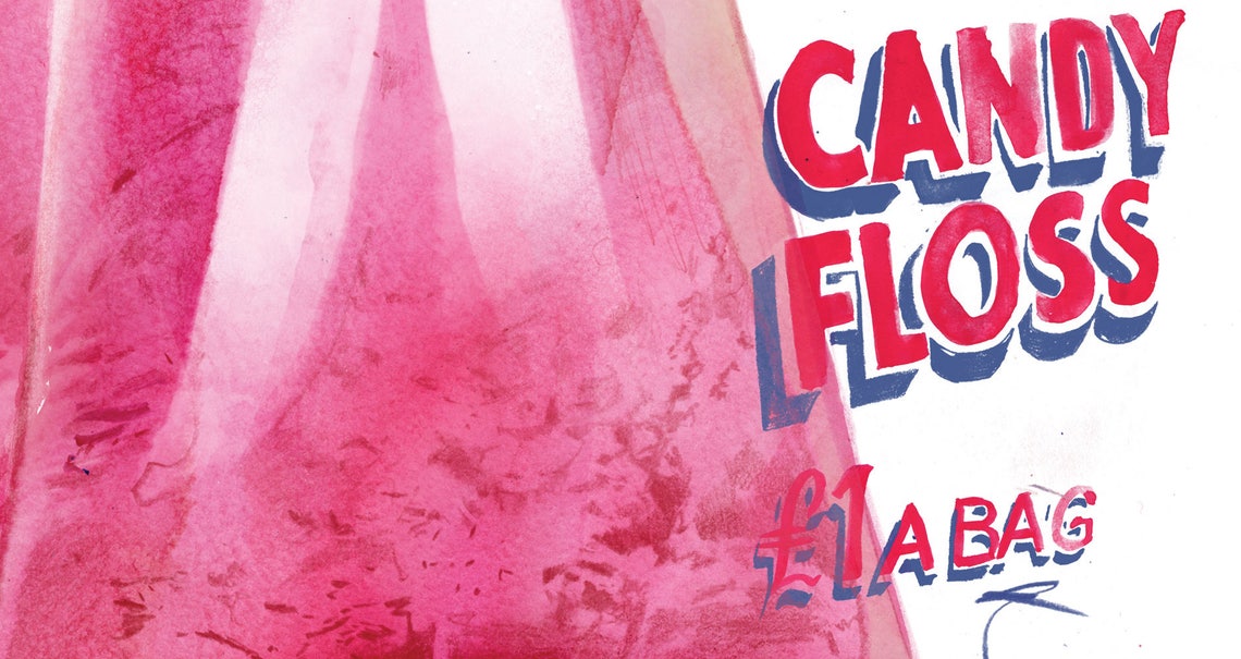 Retro Vintage British Seaside Pink Candy Floss Sweets Etsy