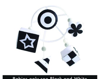 Reversible Baby Mobile - Brain Stimulation to Engage Your Newborn - Felt Mobile with Two Sides for Continued Engagement