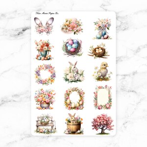 Watercolour Pink Easter Deco Sheet - Planner Stickers for planner, journal, or scrapbook