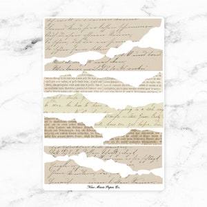 Adesivi per pergamena di scarto con bordo strappato - Adesivi per pianificatore per pianificatore, diario, bujo o scrapbooking