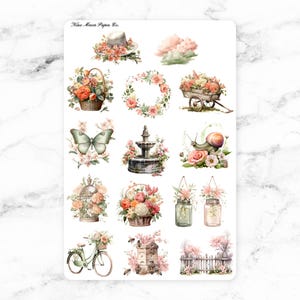 Watercolor Pink Spring Deco Sheet - Planner Stickers for planner, journal, or scrapbook
