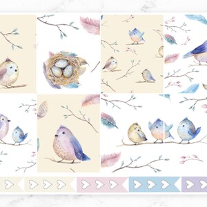 Oiseaux de printemps - Autocollants planificateur pour planificateur, journal ou scrapbooking
