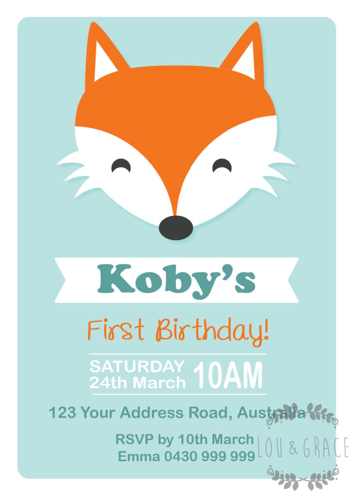 Printable Woodland Fox Invitation for Kids Birthday Party 1st | Etsy ...