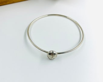 Recycled silver pebble bangle
