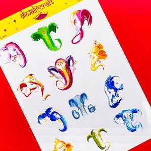 Ganesh Stickers - 12 stickers on 1 sticker sheet