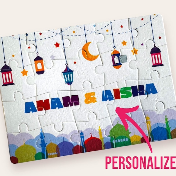 Personalize Ramadan Puzzle | Ramadan Eid Kids Gift Favor | Ramadan Goodie Bags | Custom Ramadan , Eid Message for kids, nieces & nephews