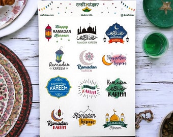 Ramadan Kareem | Eid Mubarak Sticker Sheet | Ramdan & Eid Decor| Ramadan Decor, Ramadan Planner, Ramadan Favors, Ramadan Stickers