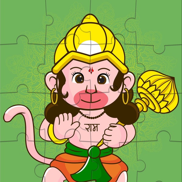 Hanuman Jigsaw Puzzle Game -  8 x 6 inches - Made in USA -  Return Gift for Kids for Pooja | Puja