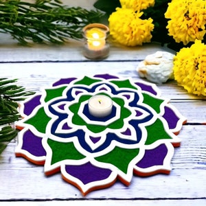 Rangoli Flower Mess-free Foam Mat, Includes 1 or 2 mats, 10 in wide for Diwali Decoration, Diwali Gift, Diwali Decor, Diwali Rangoli Mat