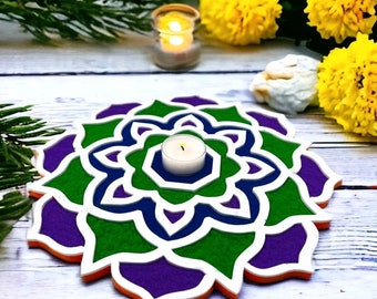 Rangoli Flower Mess-free Foam Mat, Includes 1 or 2 mats, 10 in wide for Diwali Decoration, Diwali Gift, Diwali Decor, Diwali Rangoli Mat