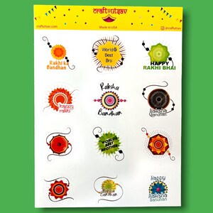 Rakhi Stickers for Raksha Bandhan - Decorate cards, gifts and much more, 12 stickers on 1 sticker sheet