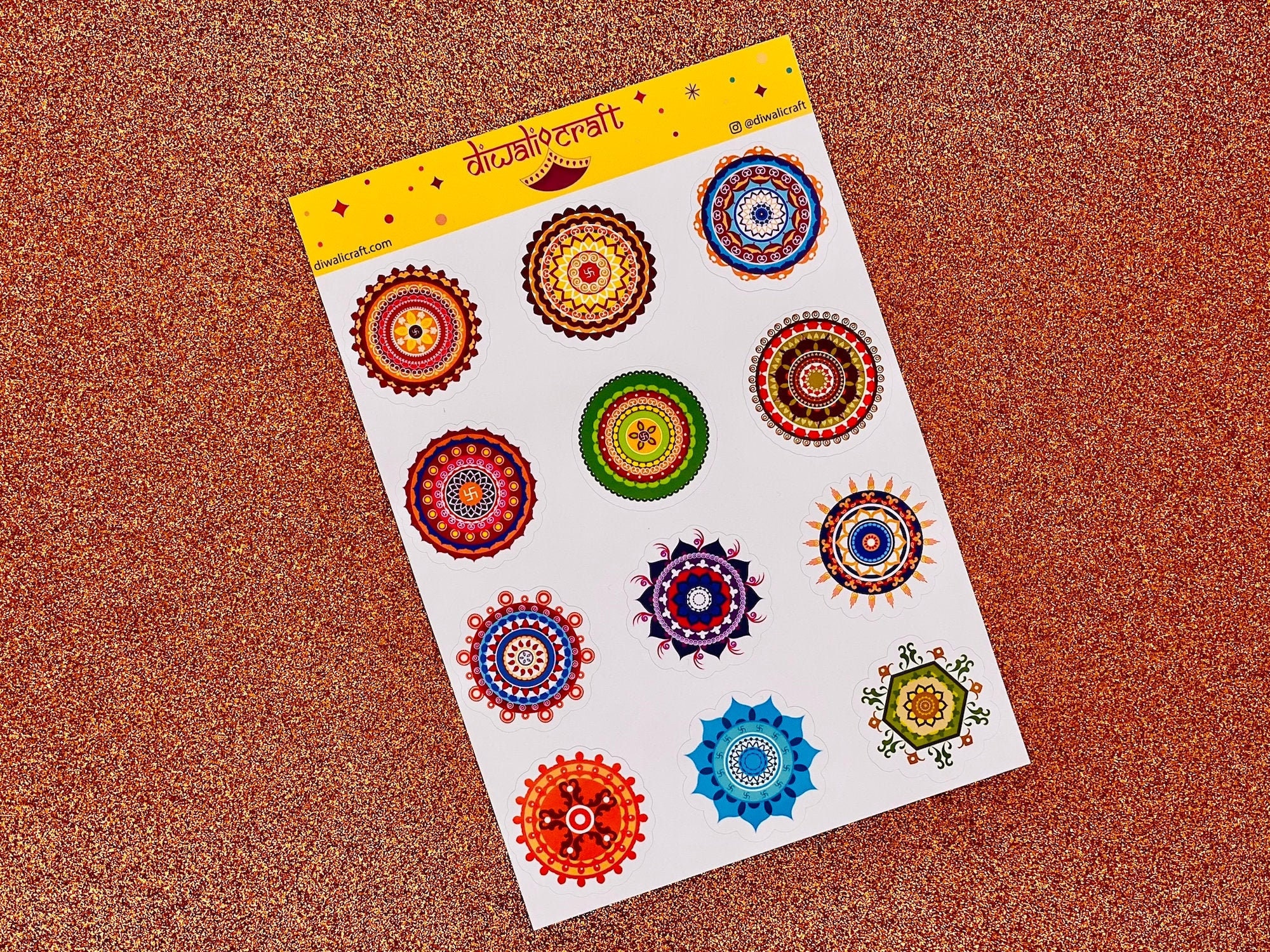 Rangoli Stickers for Diwali 12 Stickers on 1 Sticker Sheet Etsy Australia