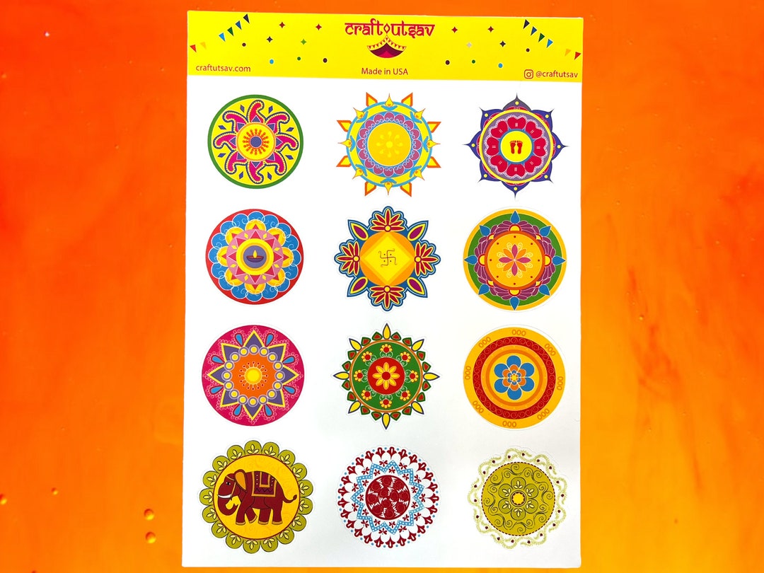 Rangoli Stickers - 12 Stickers on 1 Sticker Sheet - Etsy