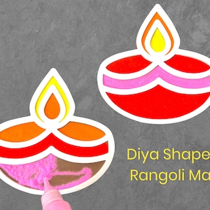 Diwali Diya Rangoli Decoration Mat - Mess Free, Portable - 6 inches for Diwali Decoration, Diwali Gift, Diwali Decor, Puja