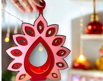 Diwali Tea Light Holder - DIY Paper Kit — Makes 10 | 9x7 inches | Assorted Colors | Wall Decor or Stand | Diwali Decoration Ideas | Decor
