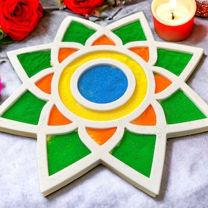 Diwali decoration Rangoli, Mess Free Inclides 2 mats, 9.25 in wide for Diwali Decoration, Diwali Gift, Diwali Decor, Diwali Rangoli Mat