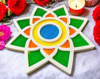 Diwali decoration Rangoli, Mess Free Inclides 2 mats, 9.25 in wide for Diwali Decoration, Diwali Gift, Diwali Decor, Diwali Rangoli Mat