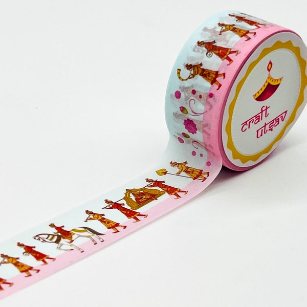 Indian Wedding Procession Washi Tape perfect for embellishing gifts, bouquets at Indian wedding, sangeet, haldi, mehendi ceremonies