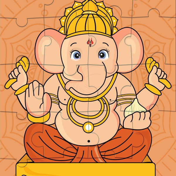 Ganesh Jigsaw Puzzle Game -  8 x 6 inches - Made in USA - Ganesh Chaturthi Return Gift for Kids for Pooja | Puja