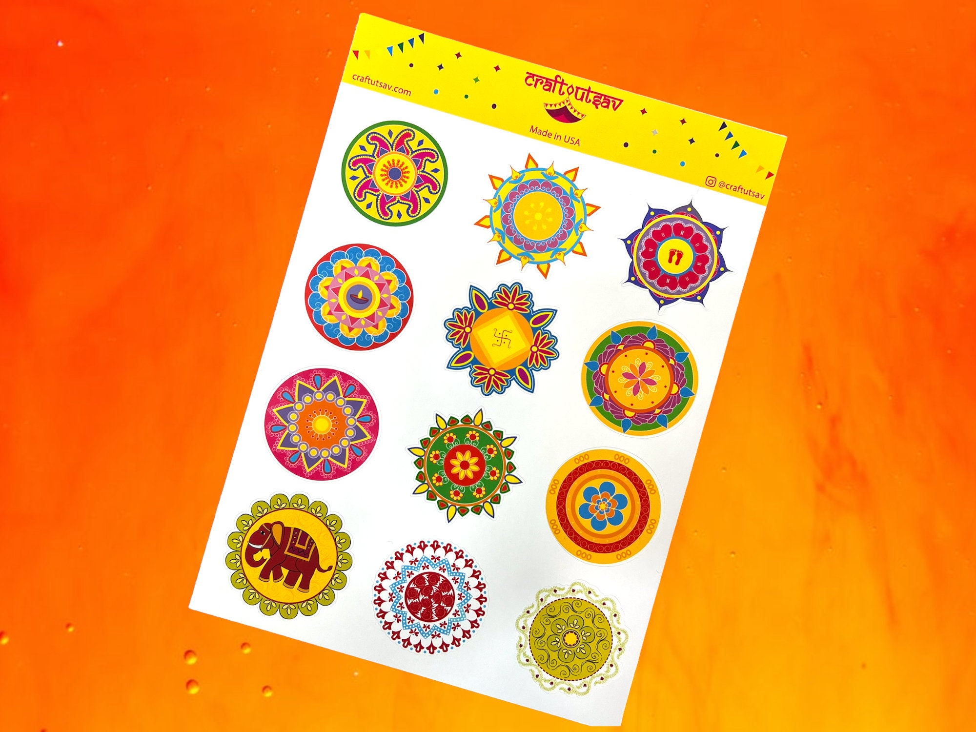 Rangoli Stickers - 12 Stickers on 1 Sticker Sheet - Etsy