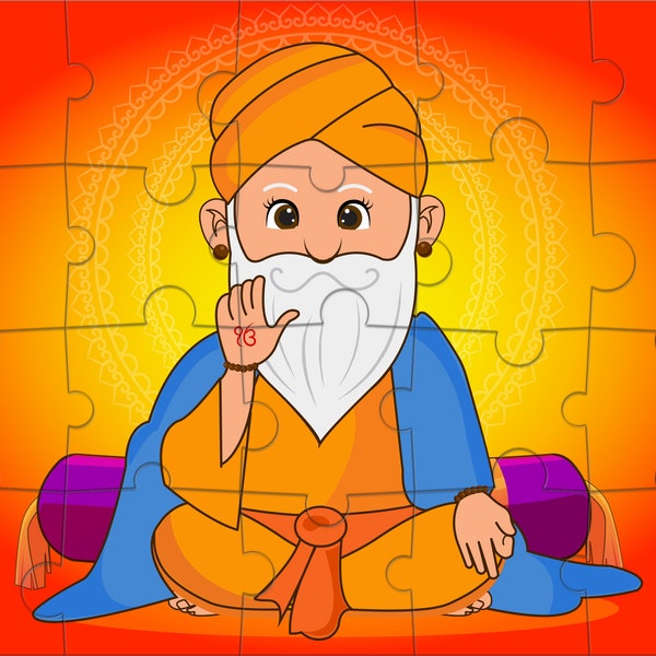 Guru Nanak Dev Ji Puzzle | Jayanti | Sikhism | Waheguru | Ik Onkar |  -  8 x 6 inches - Made in USA